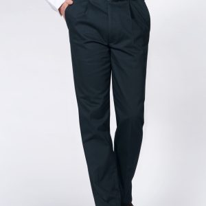 Navy Pleated Chino Trousers